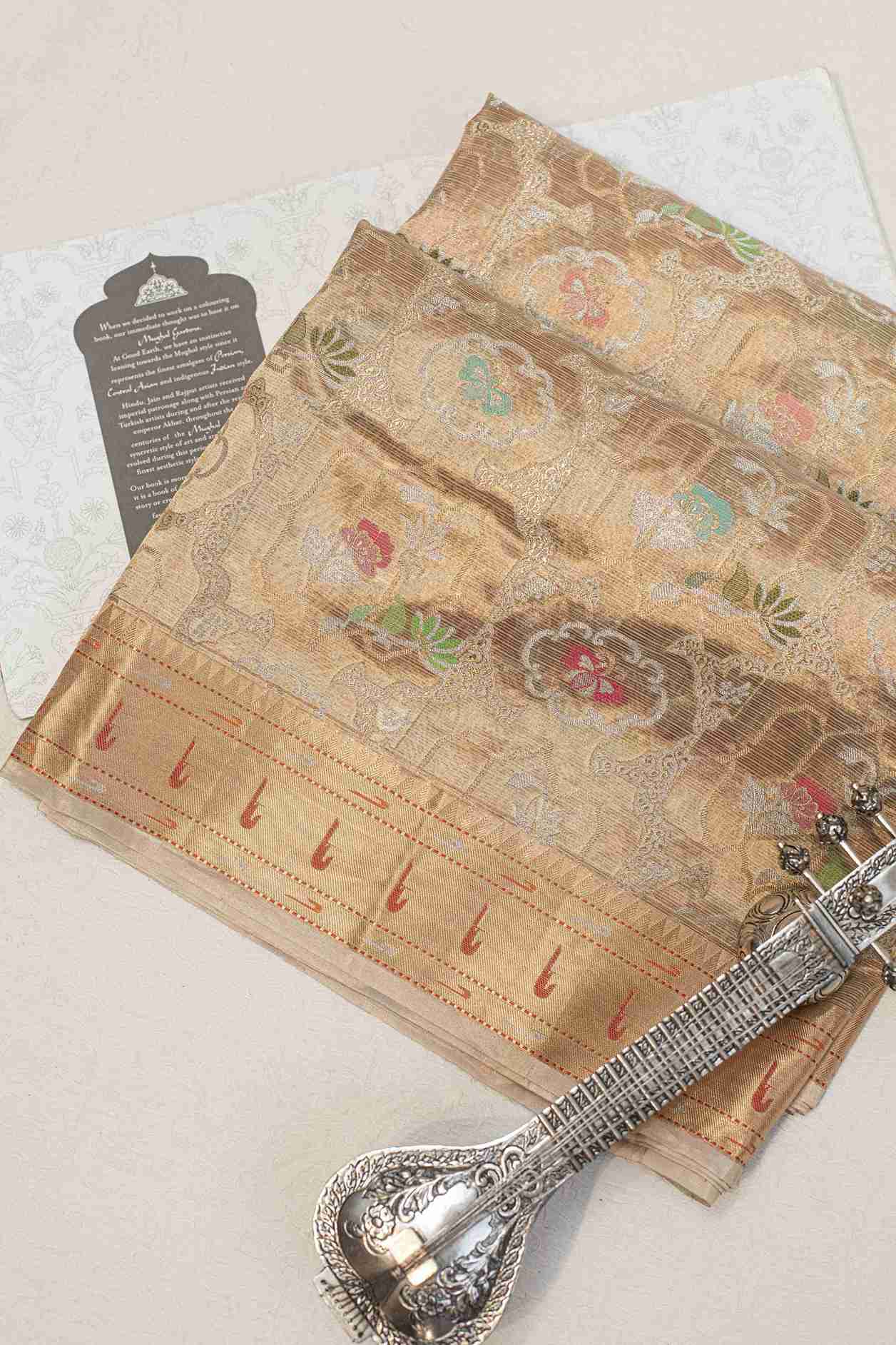 Gold Tissue Tilfi Kota Paithani Saree with Zari and Silk Motifs