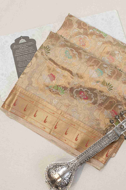 Gold Tissue Tilfi Kota Paithani Saree with Zari and Silk Motifs