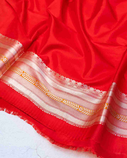 Scarlet Red Banarasi Silk Handwoven Brocade Sari