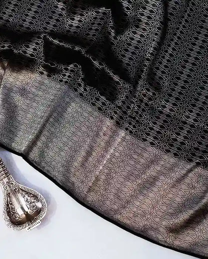 Black Handwoven Banarasi Sari with Silver Zari