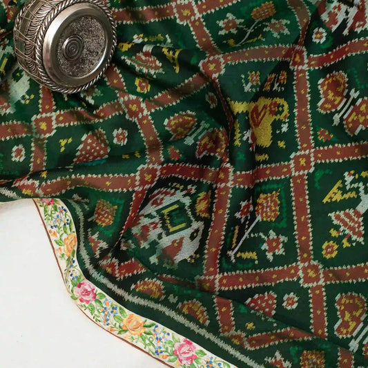 Forest Green 6 Figure Patan Patola Silk Saree