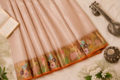 Handloom Blush Tissue with Paithani Border