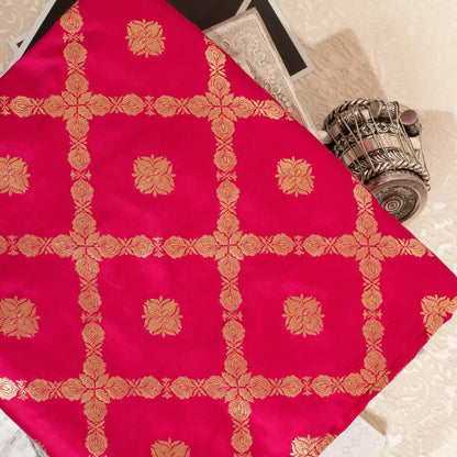 Handwoven Deep Rani Pink Banarasi Katan Silk Saree
