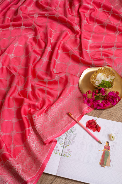 Peach Mashru Silk Saree