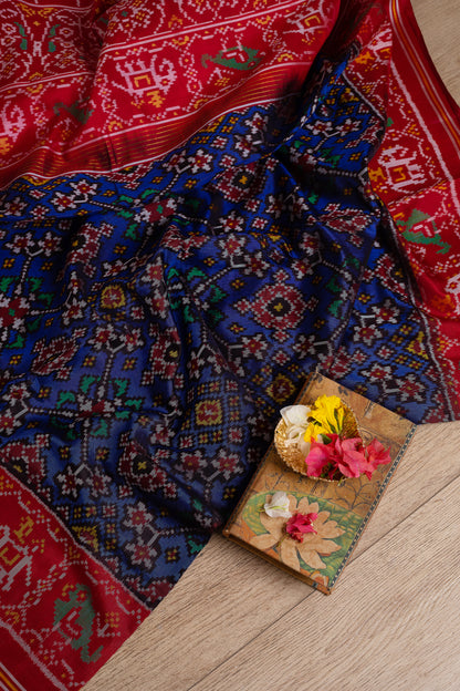 Royal Blue Navratna Semi Patan Patola Saree