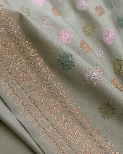 Pastel Pista Green Handwoven Banarasi Raangkat Saree