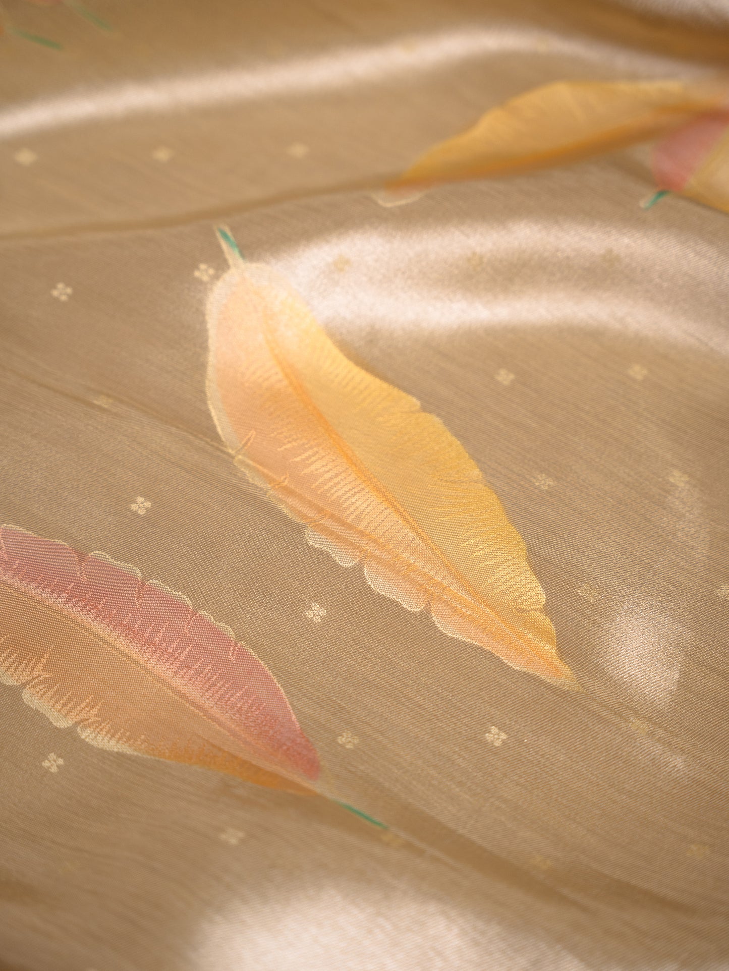 Pastel Yellow Silk Tissue Saree with Hand-Brush Motifs