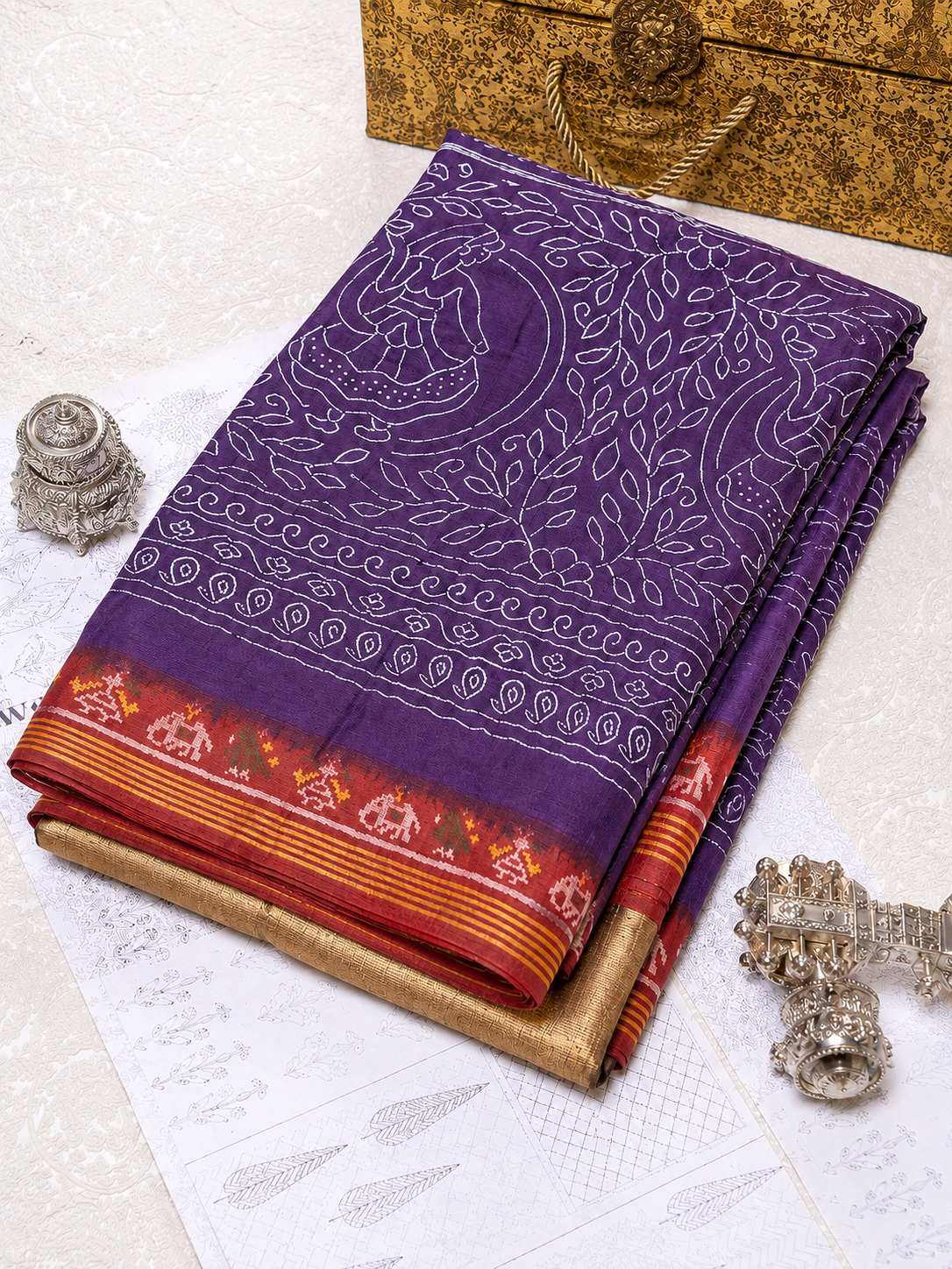 Purple Bandhani Patola Saree