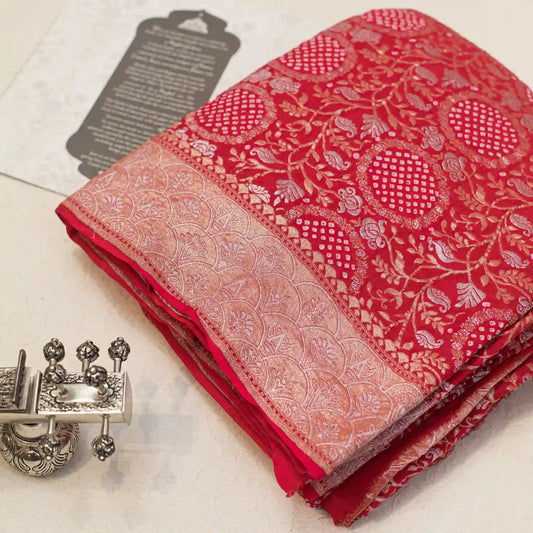Rani Pink Bandhini Handwoven Sari