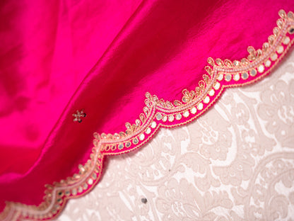 Regal Rani Pink Silk Saree with Gota Embroidery