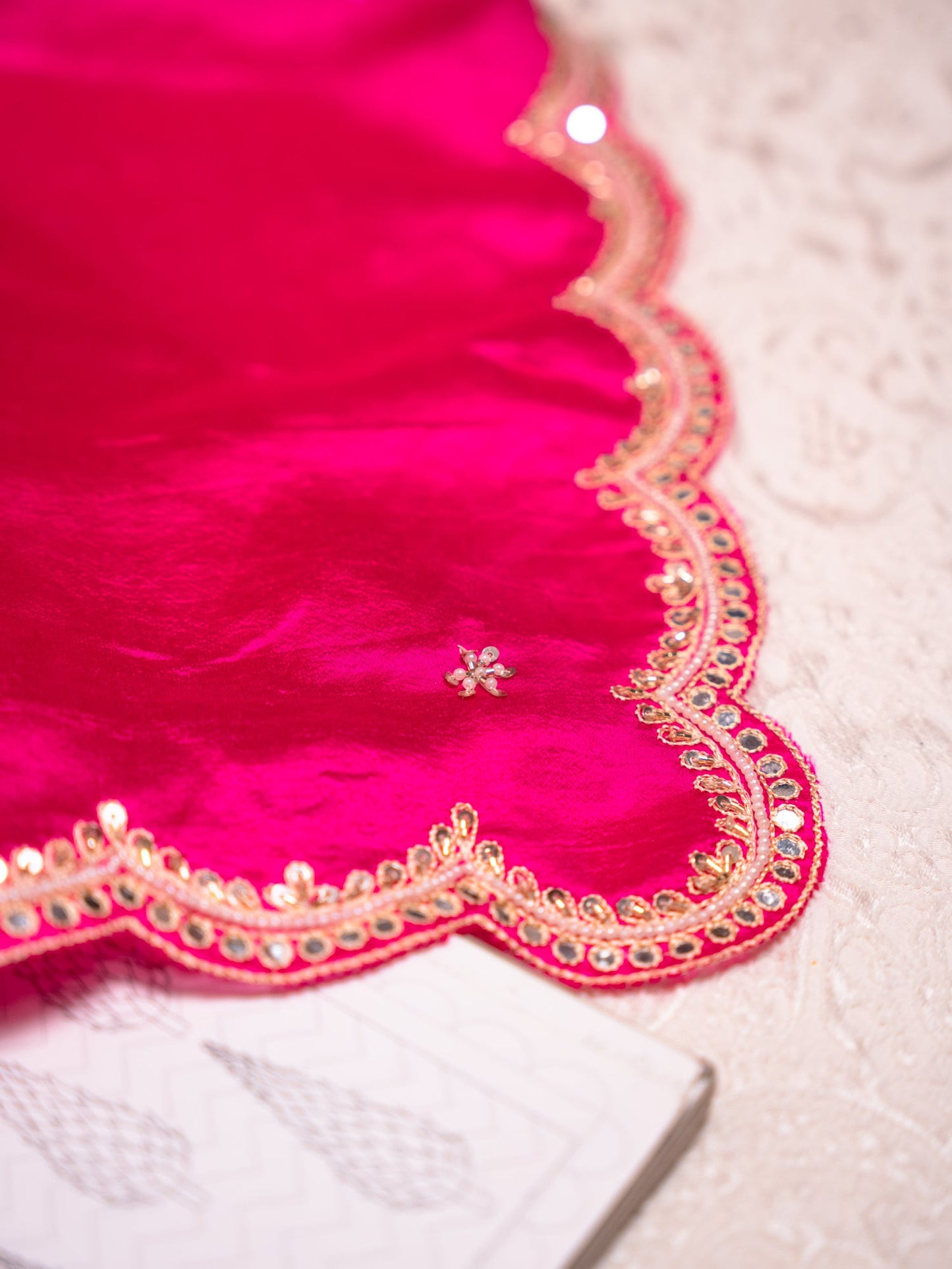 Regal Rani Pink Silk Saree with Gota Embroidery