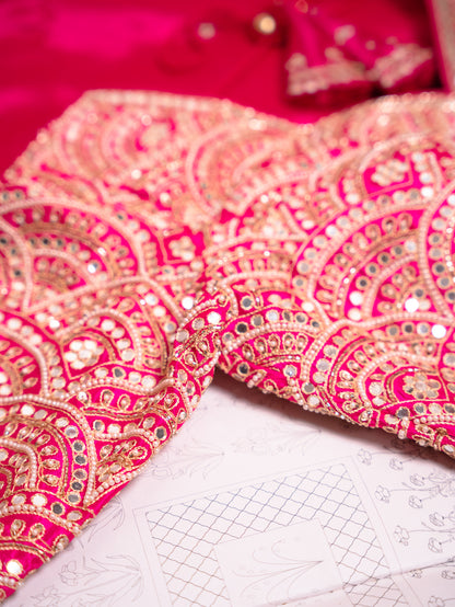 Regal Rani Pink Silk Saree with Gota Embroidery