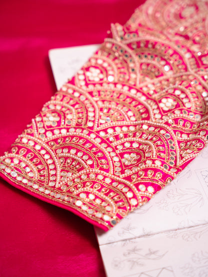 Regal Rani Pink Silk Saree with Gota Embroidery