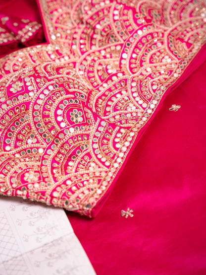 Regal Rani Pink Silk Saree with Gota Embroidery