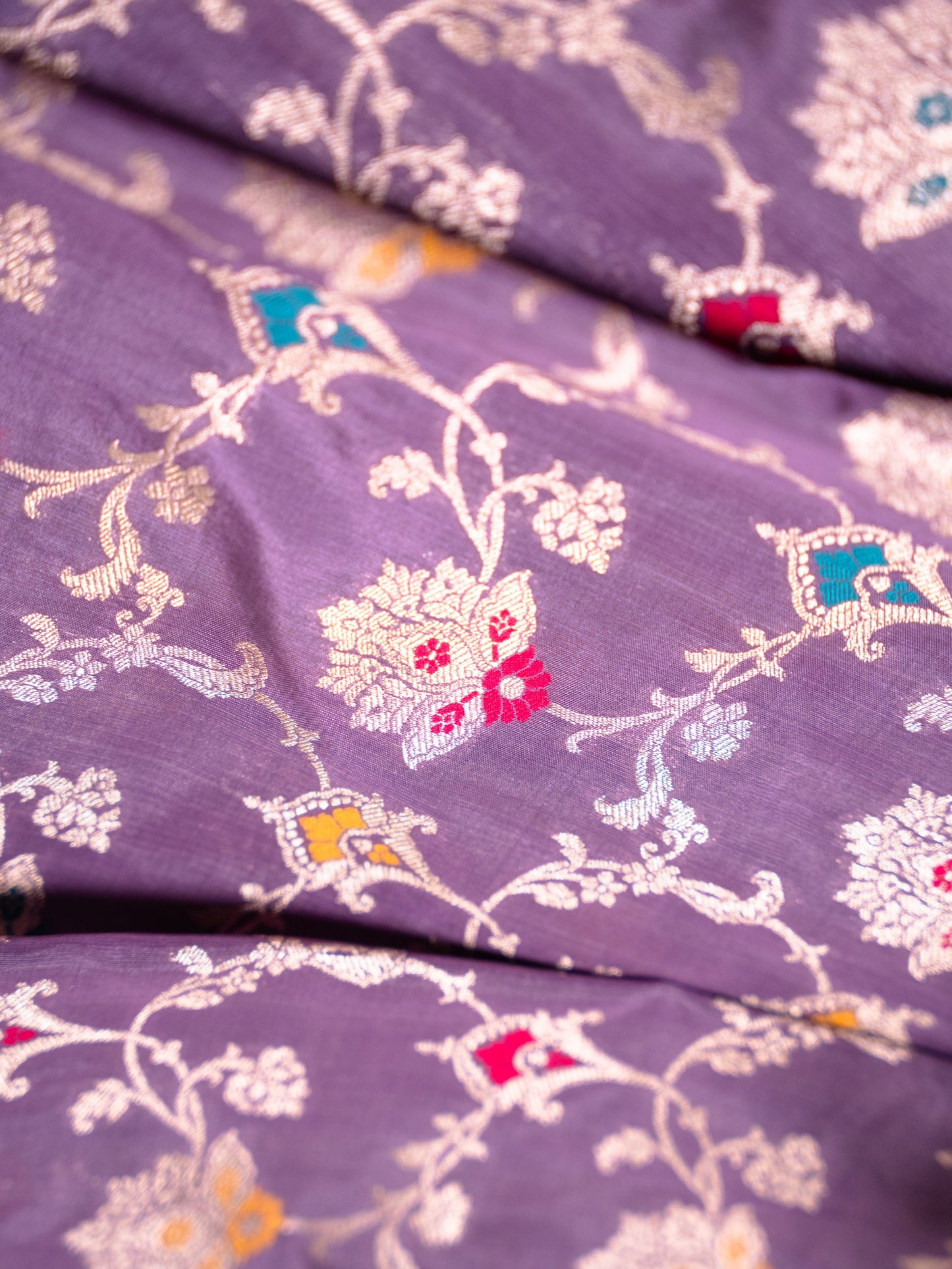 Regal Violet Katan Meenakari Banarasi Jaal Saree