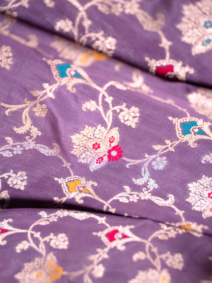 Regal Violet Katan Meenakari Banarasi Jaal Saree