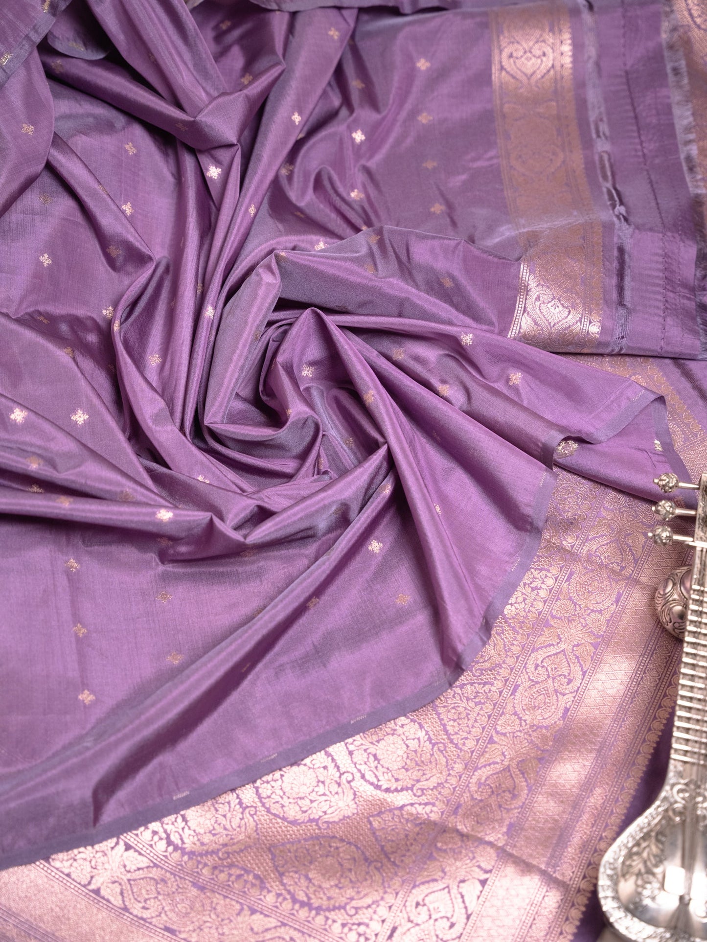 Regal Violet Katan Meenakari Banarasi Jaal Saree