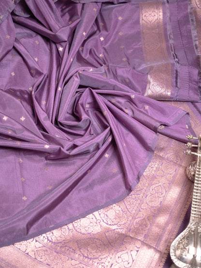 Regal Violet Katan Meenakari Banarasi Jaal Saree