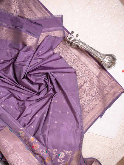 Regal Violet Katan Meenakari Banarasi Jaal Saree