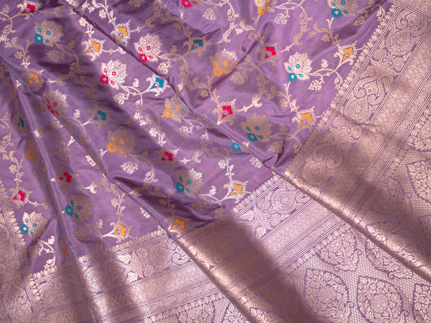 Regal Violet Katan Meenakari Banarasi Jaal Saree