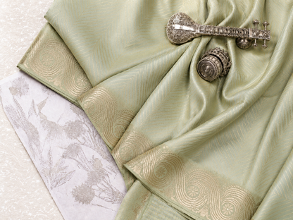 Sage Green Paisley Banarasi Saree
