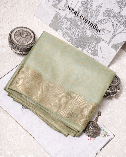 Sage Green Paisley Banarasi Saree