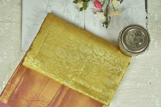 Lime Yellow Kanjivaram Saree