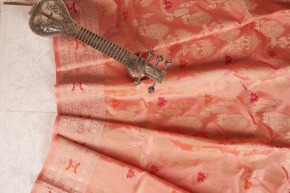 Light Peach Banarasi Handloom Silk Saree