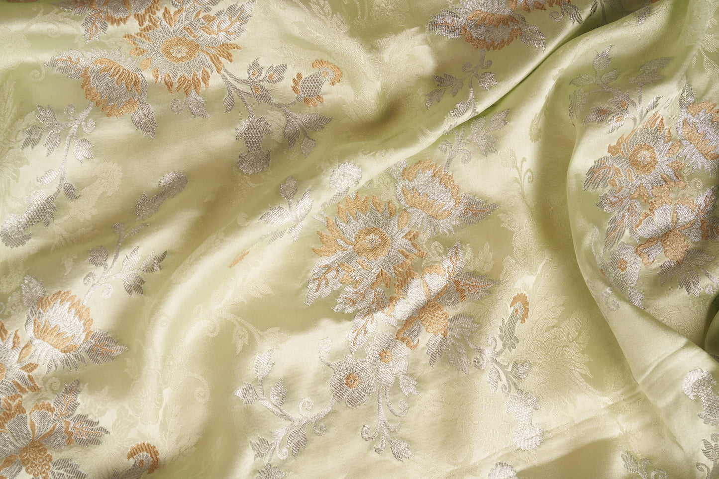 Pista green mashru silk saree