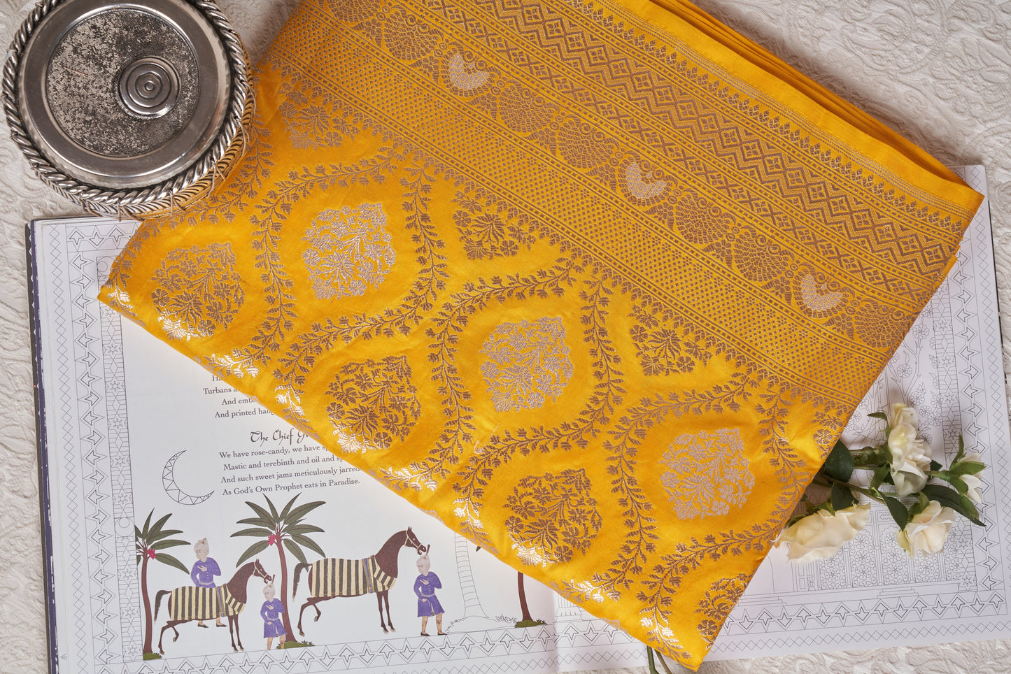 Golden Yellow Handloom Banarasi Silk Saree