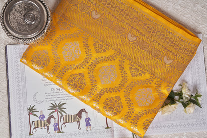Golden Yellow Handloom Banarasi Silk Saree