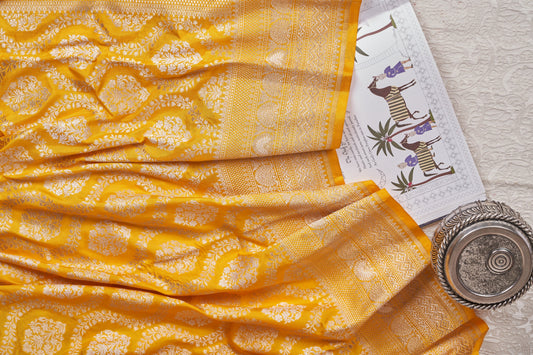 Golden Yellow Handloom Banarasi Silk Saree