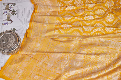 Golden Yellow Handloom Banarasi Silk Saree