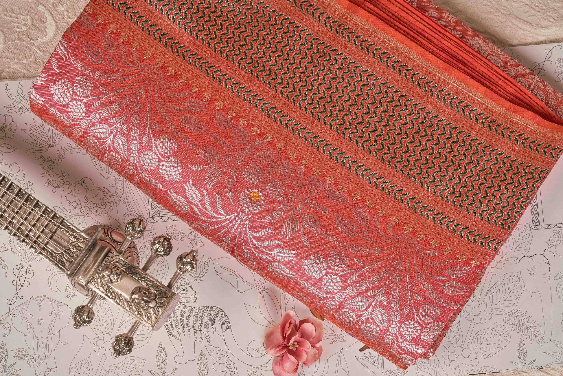 Candy pink Banasari silk saree