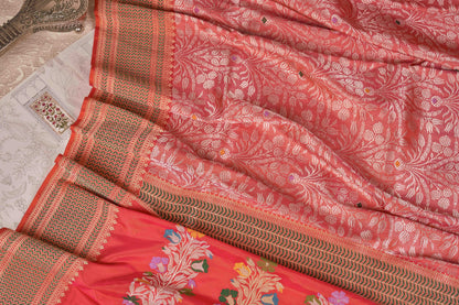 Candy pink Banasari silk saree