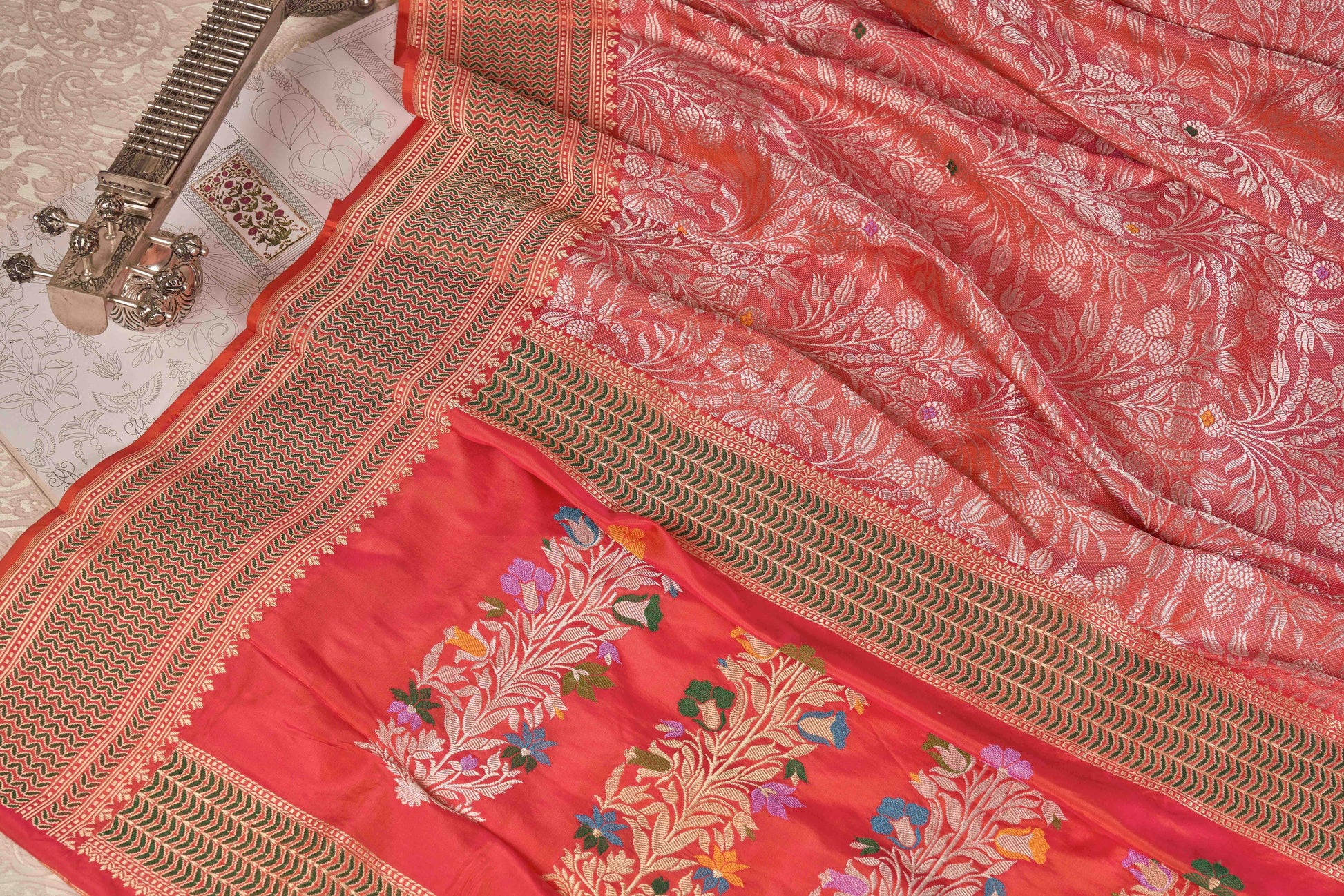 Candy pink Banasari silk saree