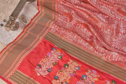 Candy pink Banasari silk saree