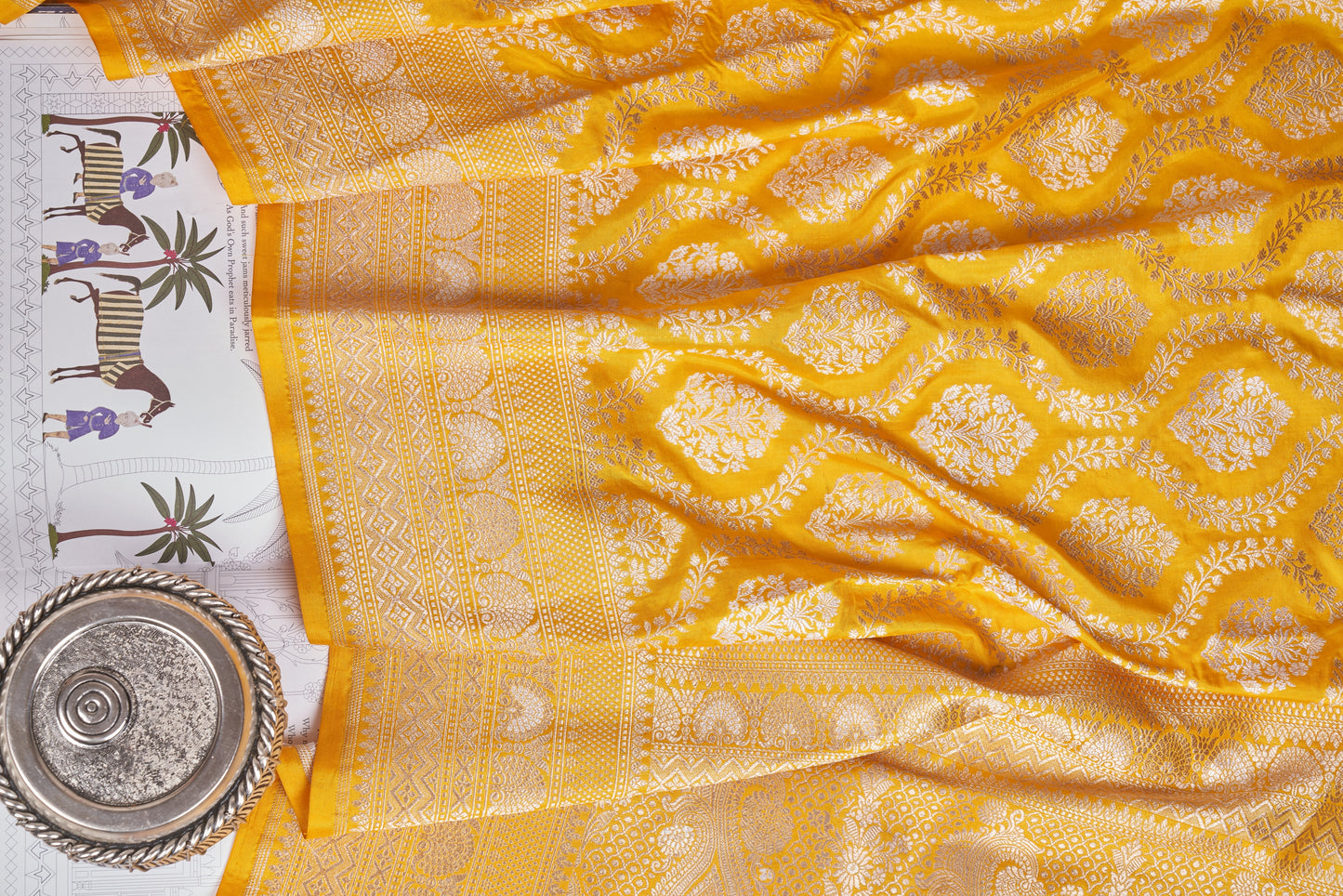 Golden Yellow Handloom Banarasi Silk Saree