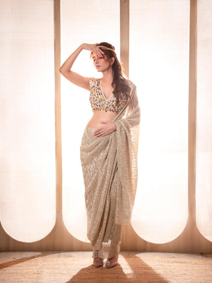 Sunlit Ember with Jewelled Blouse