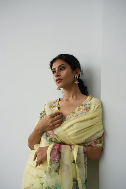 FLORAL FANTASY BLOUSE SET - MINT GREEN