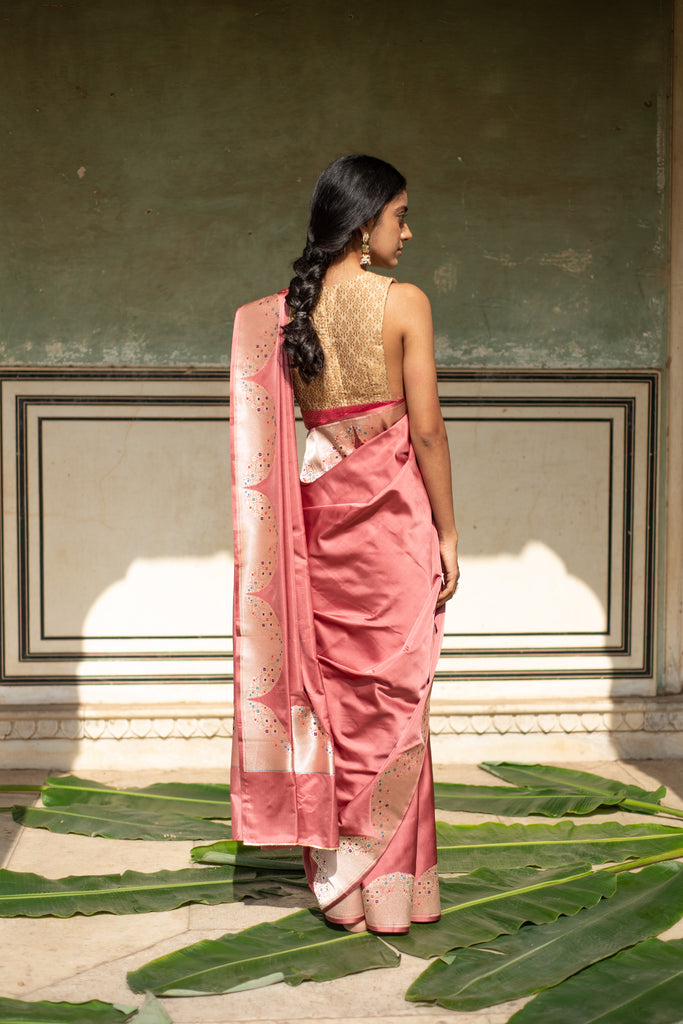 Shahifits Fancy Silk Saree with Price in Coral Pink
