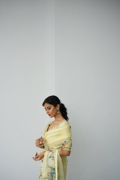 FLORAL FANTASY BLOUSE SET - MINT GREEN