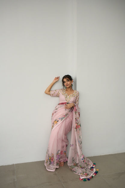 FLORAL ECSTASY BLOUSE SET - PINK