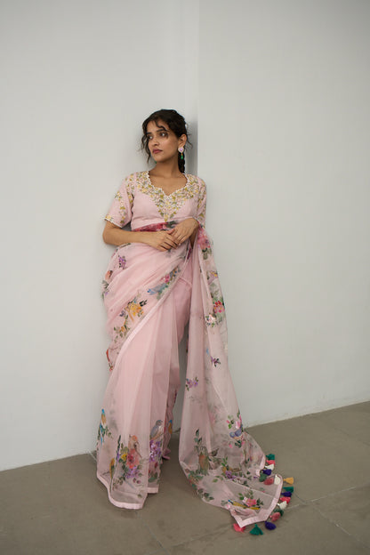 FLORAL ECSTASY BLOUSE SET - PINK