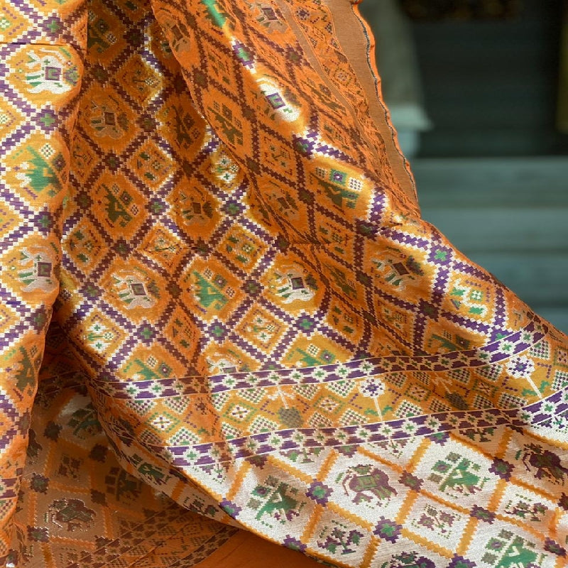 Orange Banarasi Patola Dupatta