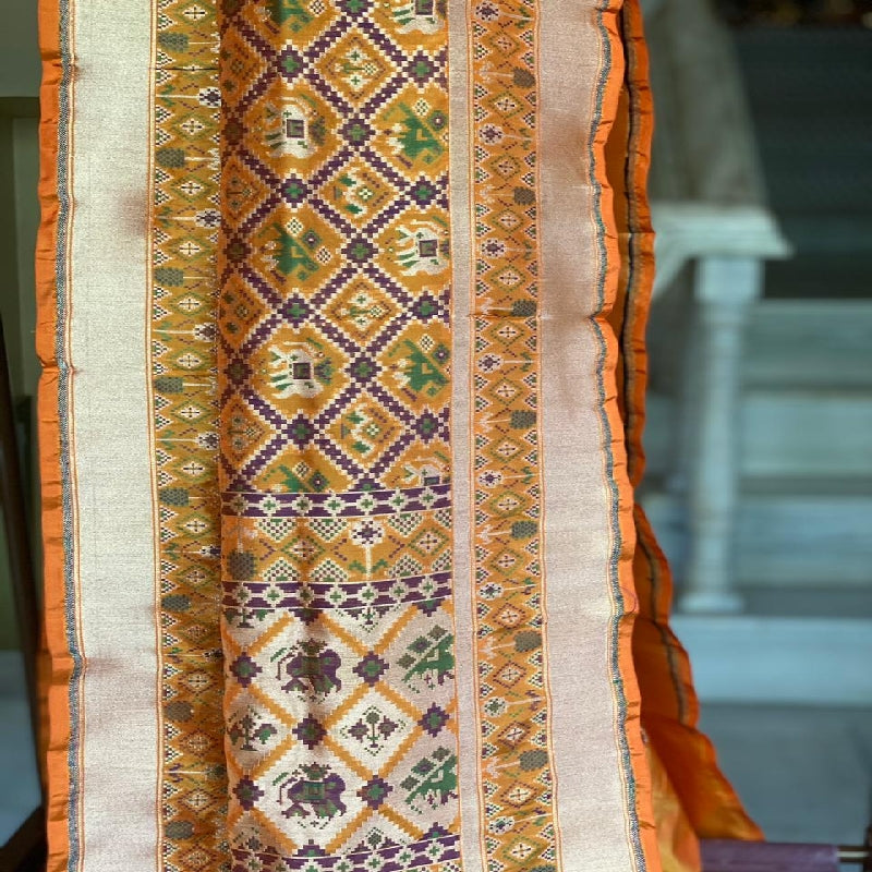 Orange Banarasi Patola Dupatta
