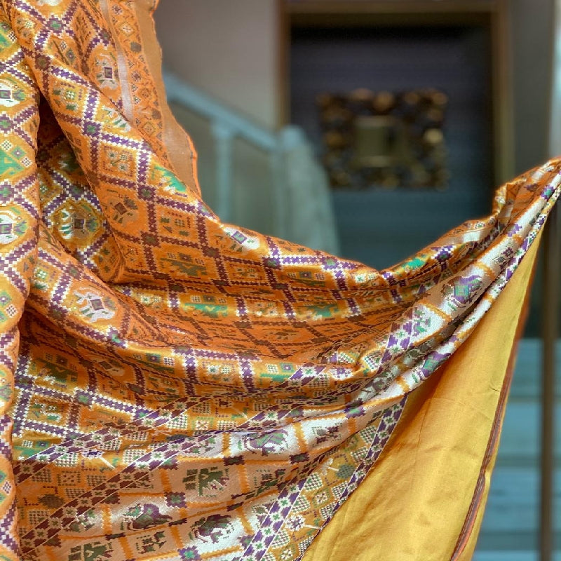 Orange Banarasi Patola Dupatta