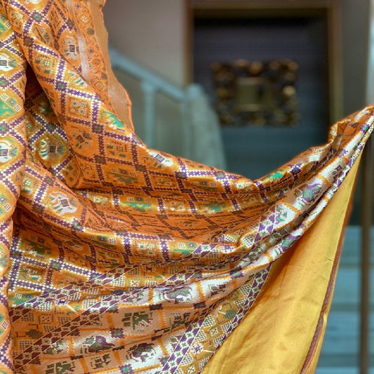 Orange Banarasi Patola Dupatta