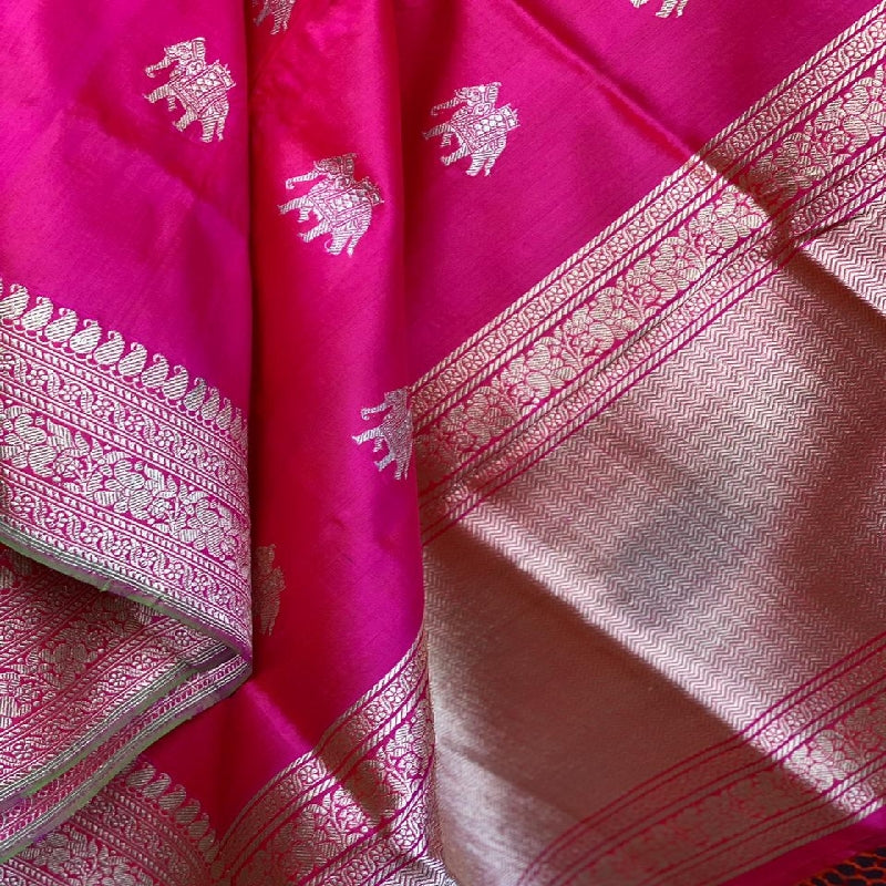 Rani Pink Banarasi Silk Dupatta