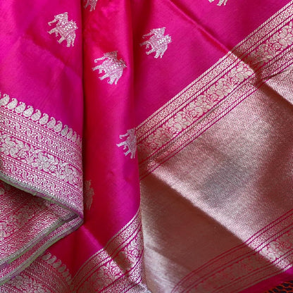 Rani Pink Banarasi Silk Dupatta